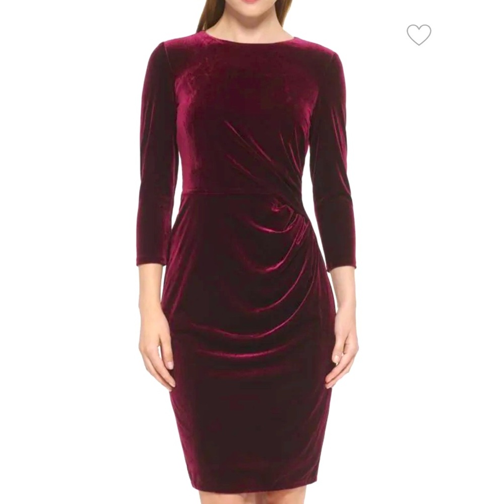 Eliza J Wine Velvet Mini Sheath Stretch Dress Sz 12